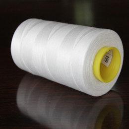 Recycled polyester staple sewing thread